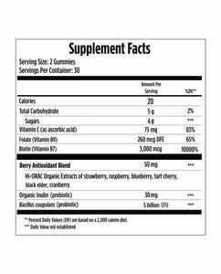 Gummy Vitamins for Strong Hair, Skin & Nails Plus Probiotics (60 Count)